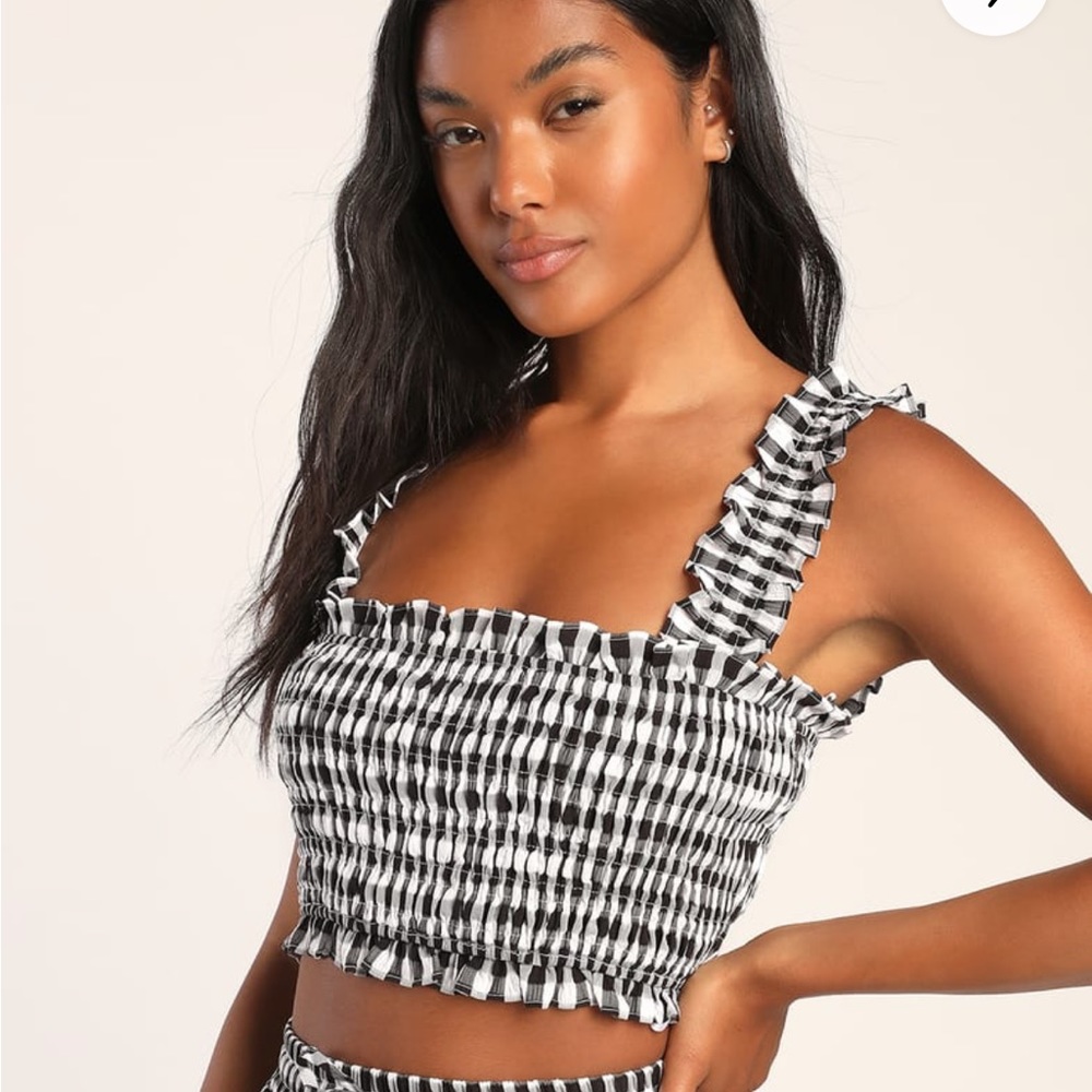 Flirty Season Black Gingham crop top
